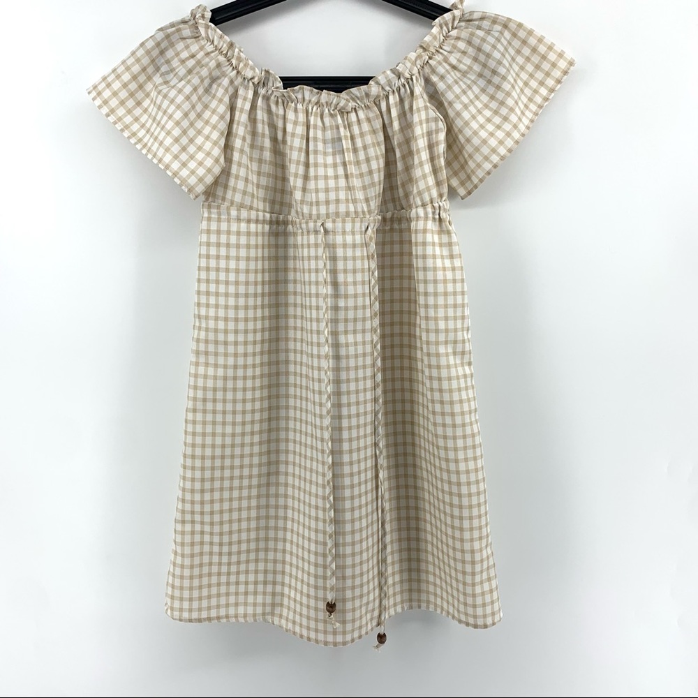 Fashion Union Plaid Dress Off Shoulder Mini - Picture 1 of 8